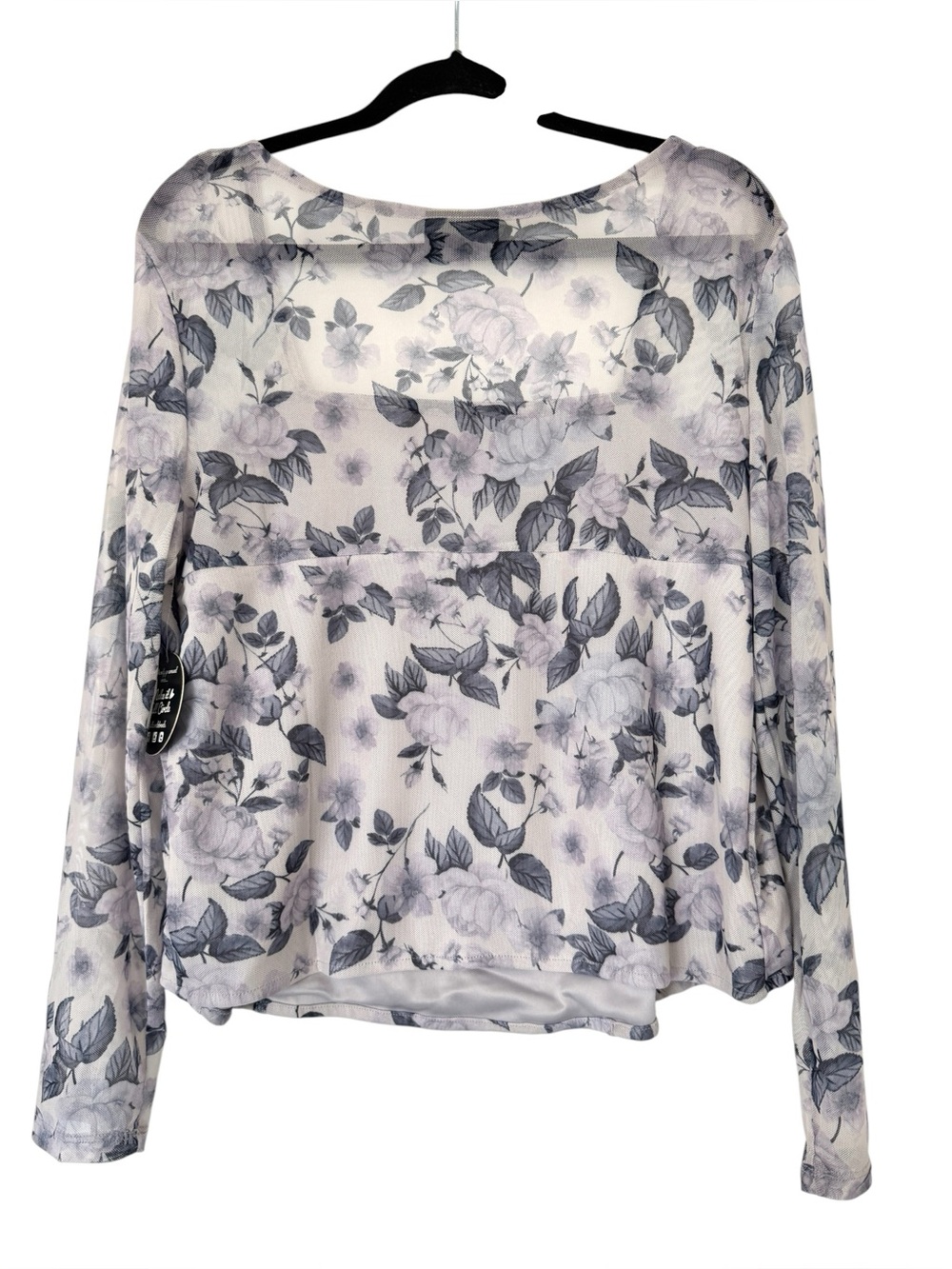 Jolie & Joy Purple and Gray Mesh Long Sleeve Top - NWT - Picture 3 of 9